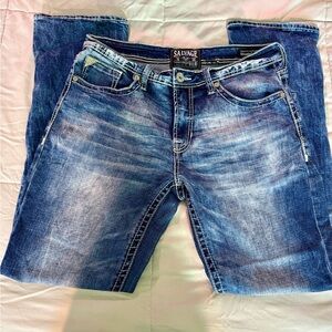 Salvage Distressed Blue Bootcut Jeans